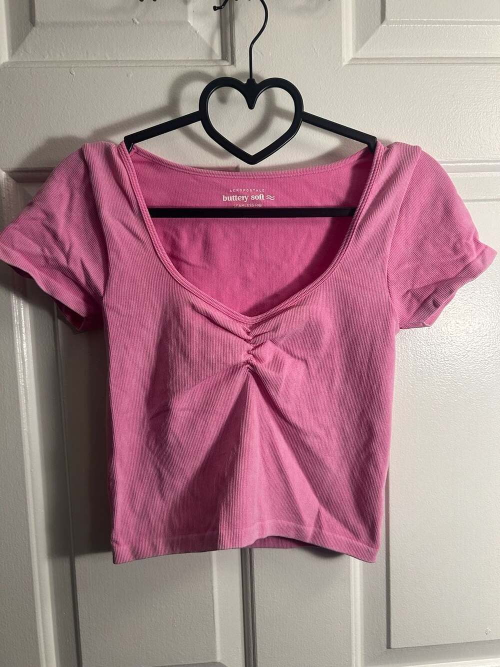 Aeropostale Buttery Soft Seamless Rib Top Size M Pink